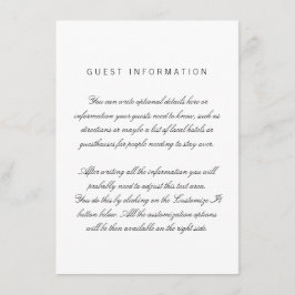 Tarjeta de inserción para la boda elegante y limpi