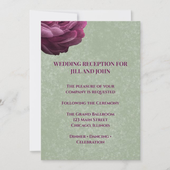 Tarjeta de Inserción para Recepción de Boda en Ver (Anverso)