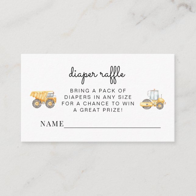 Tarjeta de inserción Raffle de pañales para bebé e (Anverso)