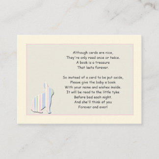 Tarjeta de inserción rosada de poema de Baby Showe