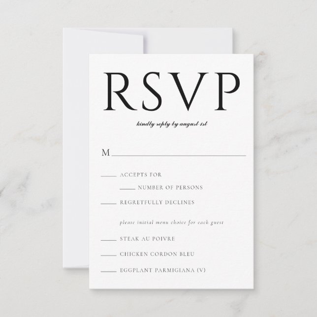 Tarjeta de inserción RSVP Classic de Serif Negrita (Anverso)