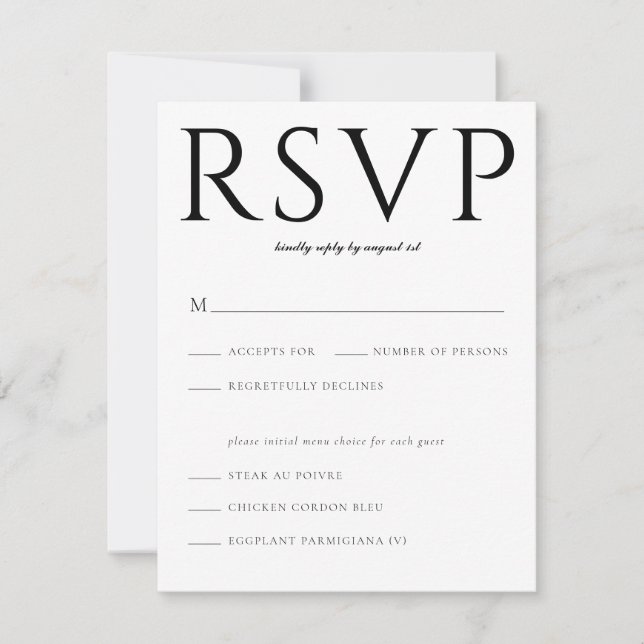 Tarjeta de inserción RSVP Classic de Serif Negrita (Anverso)