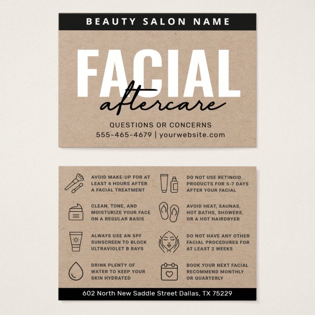 Tarjeta de instrucción de postre facial Premium Kr (Anverso y reverso)