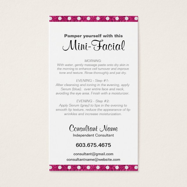 Tarjeta de instrucción Mini-Facial (Frente)