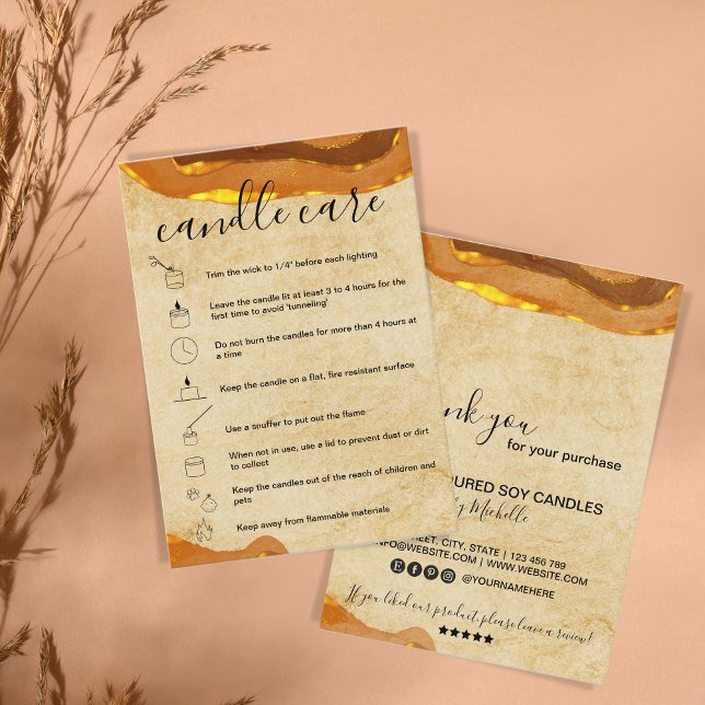 Tarjeta de instrucciones Boho Candle Care Añadir t (Subido por el creador)