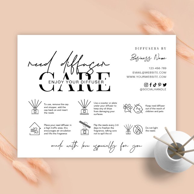 Tarjeta de instrucciones de atención al difusor de (Subido por el creador)