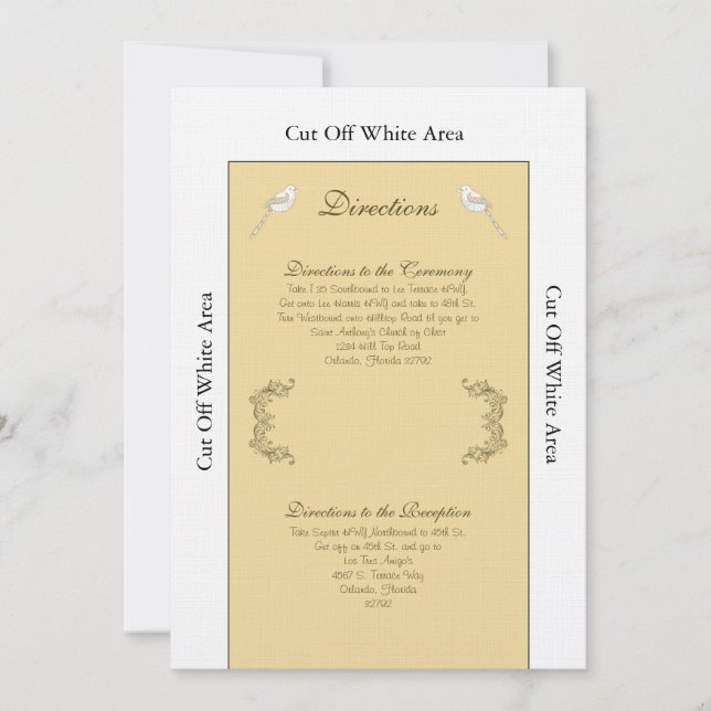 Tarjeta de instrucciones de Boda Aves Marrones/Tan (Anverso)