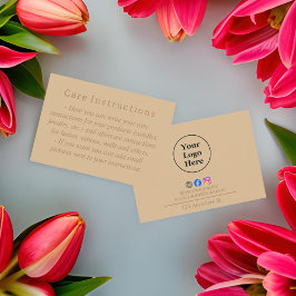 Tarjeta de instrucciones de cuidado marrón elegant