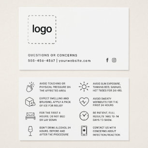 Tarjeta de instrucciones de cuidados posteriores a