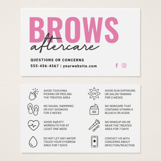  Tarjeta de instrucciones de fila de PMU de Brows  (Anverso y reverso)