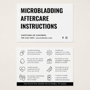 Tarjeta de instrucciones de microblado de los dien