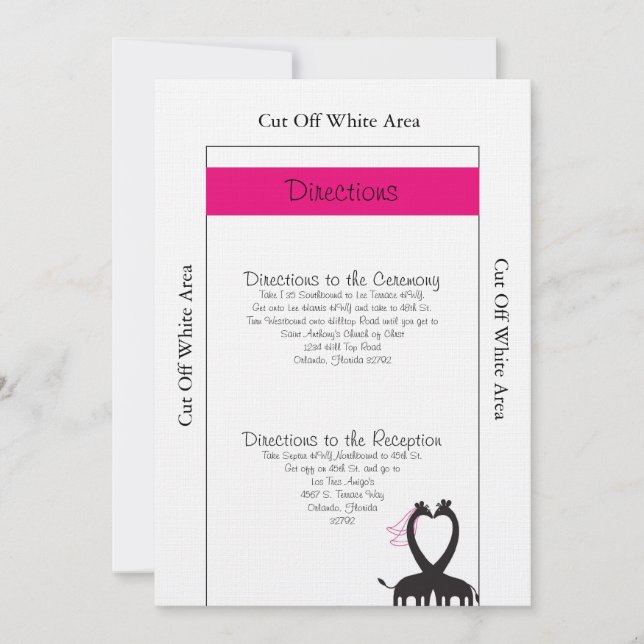 Tarjeta de instrucciones Giraffe Heart Boda (Anverso)