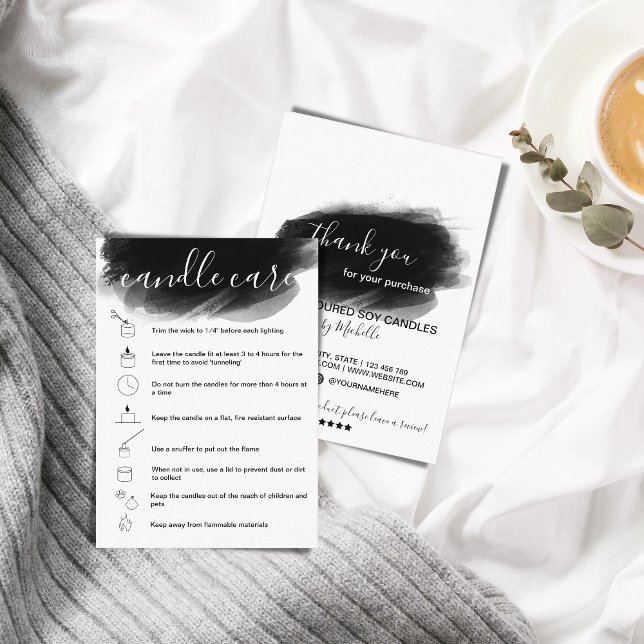 Tarjeta de instrucciones para el cuidado de las ve (Illustrated icons candle care instructions)