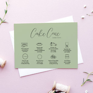 Tarjeta de instrucciones para el cuidado de pastel