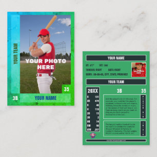 Tarjeta de intercambio azul/verde de béisbol - Est