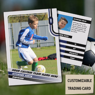 Tarjeta de intercambio de jugador de fútbol azul g