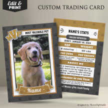 Tarjeta de intercambio de tarjetas de Mascota de P