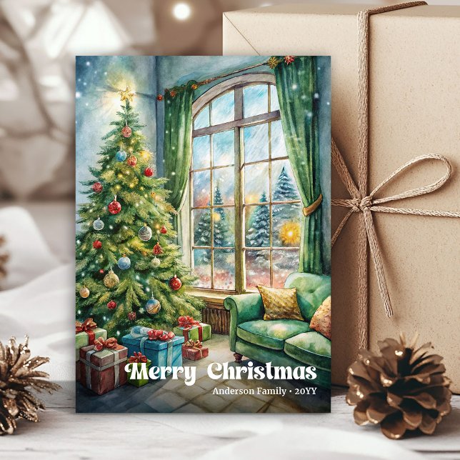 Tarjeta de interior de Navidad sin tiempo decoraci (Timeless Christmas interior card red green decor

)