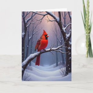 Tarjeta de invierno de pájaro escarlata