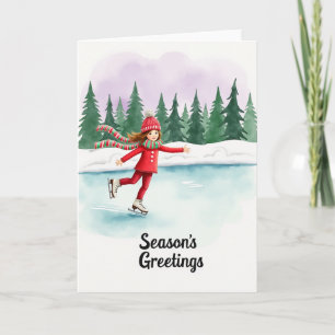 Tarjeta de invierno de patinaje sobre hielo