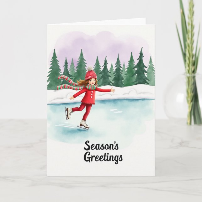 Tarjeta de invierno de patinaje sobre hielo (Anverso)