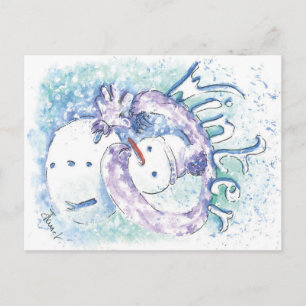 Tarjeta de invierno del hombre de nieve