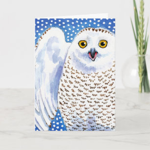 Tarjeta de invierno para Navidades de lechuza cutá