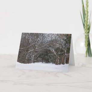 Tarjeta de invierno pintada con carretera cubierta