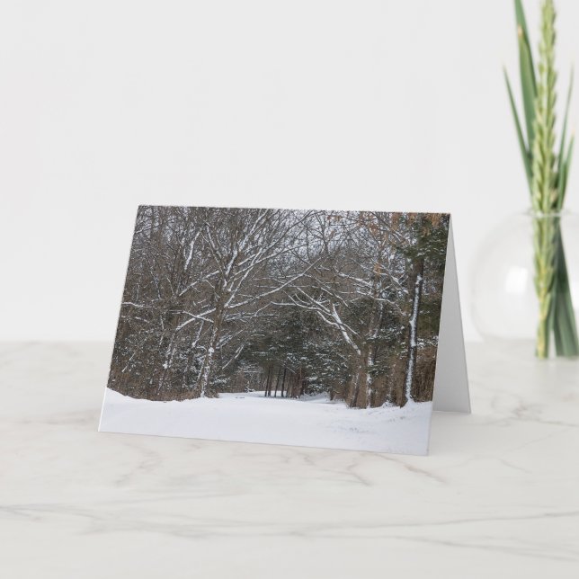 Tarjeta de invierno pintada con carretera cubierta (Anverso)
