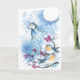 Tarjeta de invierno plegada Wolf and Robins Snow