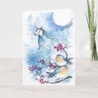 Tarjeta de invierno plegada Wolf and Robins Snow