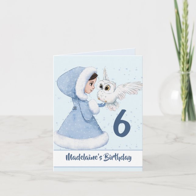 Tarjeta de invierno Princess Birthday Owl para chi (Anverso)