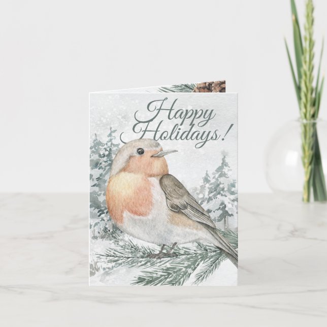 Tarjeta de invierno Sitting Bird (Anverso)