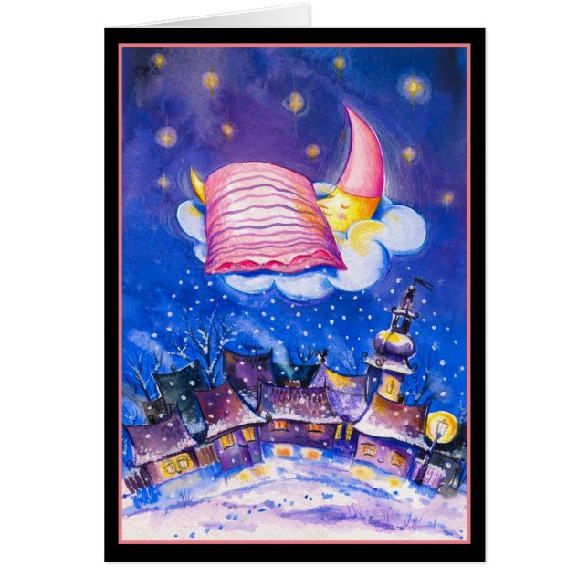 Tarjeta de invierno Sleeping Moon (Frente)