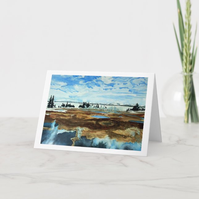 Tarjeta de invierno sobre el lago Yellowstone (Anverso)