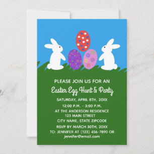 Tarjeta de invitación #2-2 del conejo de Pascua