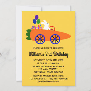 Tarjeta de invitación #2-2 para conejito de cumple