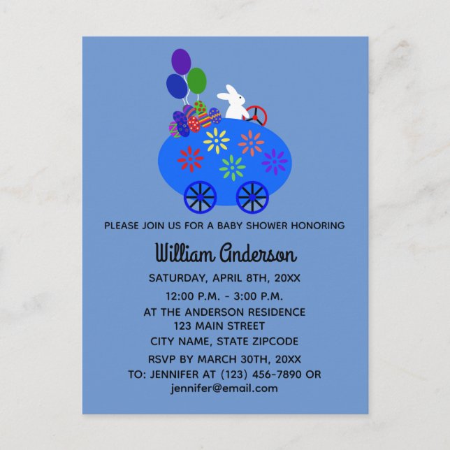 Tarjeta de invitación #3 para Baby Shower Bunny Eg (Anverso)