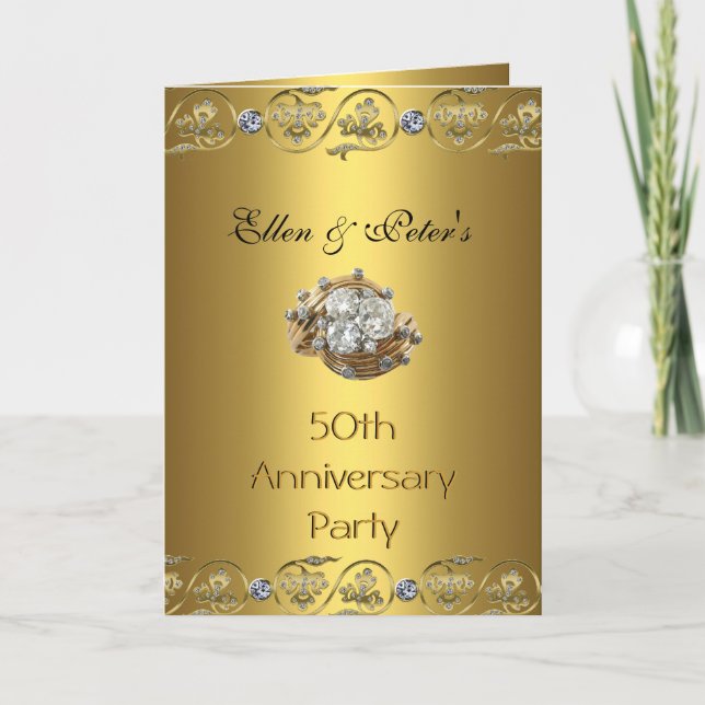 Tarjeta de Invitación 50º Aniversario de Boda Gol (Anverso)