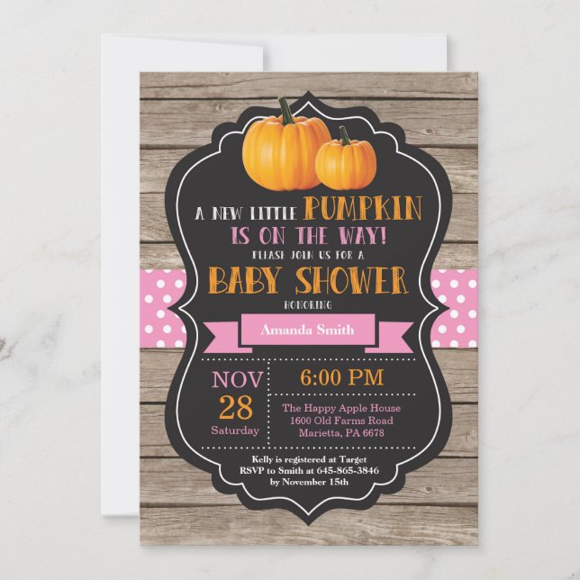 Tarjeta de invitación a Baby Shower para Chica de  (Anverso)