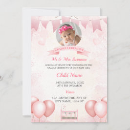 Tarjeta de invitación a bebé de cuna rosa