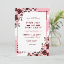 Tarjeta de invitación a boda acuarela Plantilla de