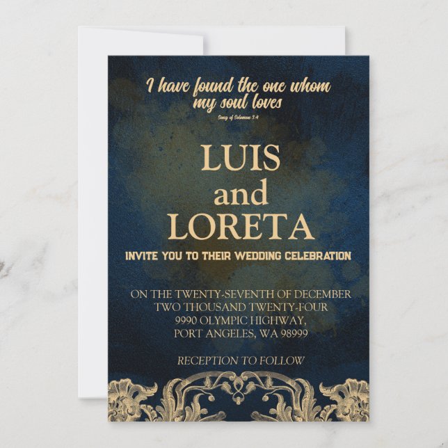 Tarjeta de invitación a boda de escritura que enco (Anverso)