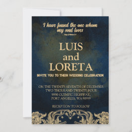 Tarjeta de invitación a boda de escritura que enco