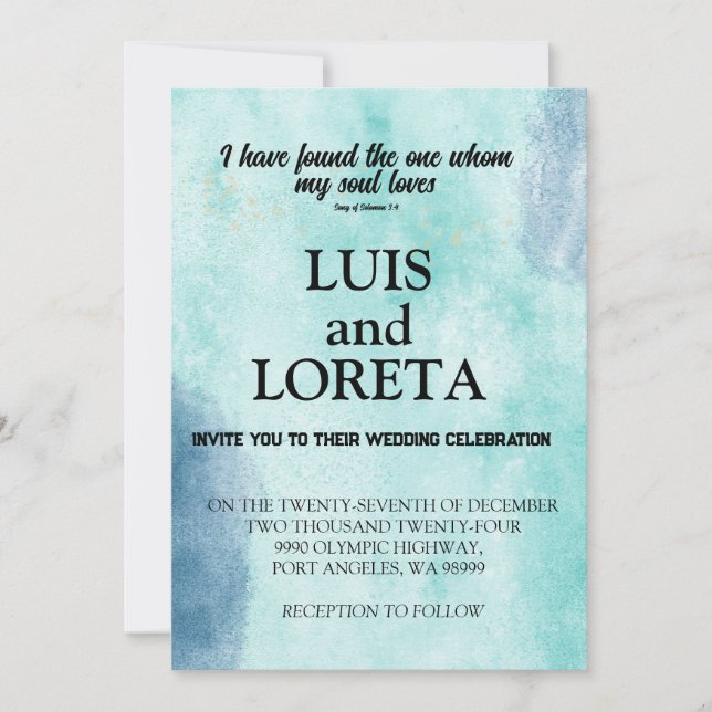 Tarjeta de invitación a boda de escritura que he e (Anverso)