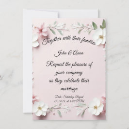 Tarjeta de invitación a boda floral