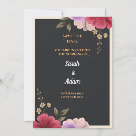 Tarjeta de invitación a boda floral