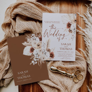 Tarjeta de invitación a bodas Boho Terracotta Wedd