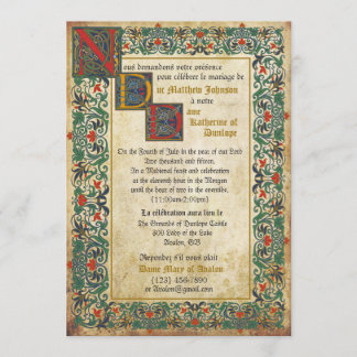 Tarjeta de invitación a bodas de manuscrito mediev