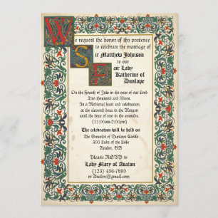 Tarjeta de invitación a bodas de manuscrito mediev